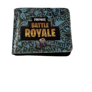 Fortnite Battle Royale Wallet Bi-Fold Gamer Kids Black Blue Used